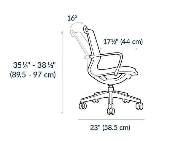 chair has an angle of six teen degrees