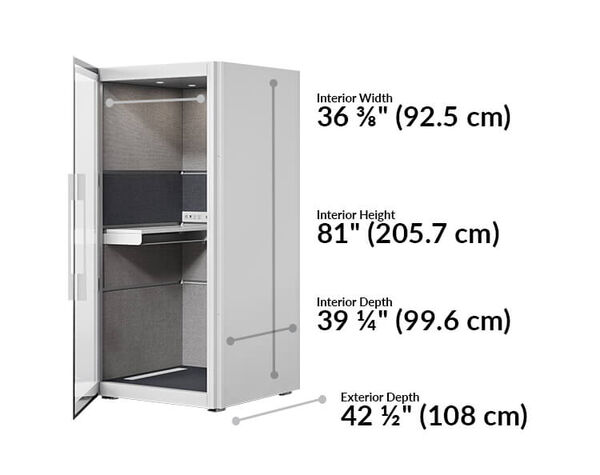 one person privacy booth is forty two and a half inches deep