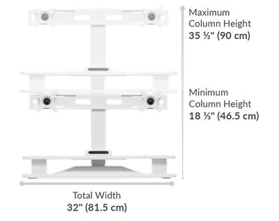 Dimension image shows that the maximum monitor width for rotation to vertical orientation is 24 inches and the base depth is 15 and three quarter inches deep and the base width is 19 and five eights wide