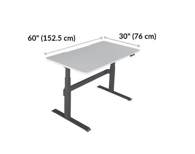electric standing desk is 60 inches wide and 30 inches long