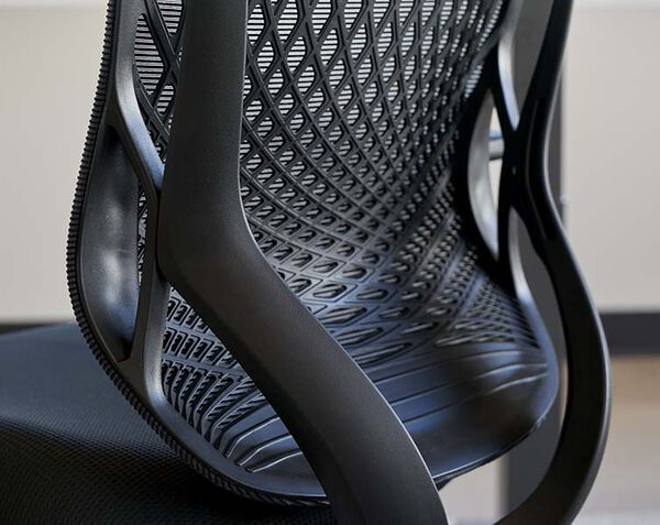 Closeup view of performance task chair seat back