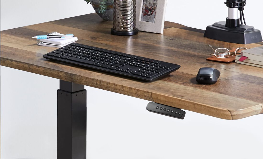 Vari Table 60W Computer Desk, Butcher Block/Slate