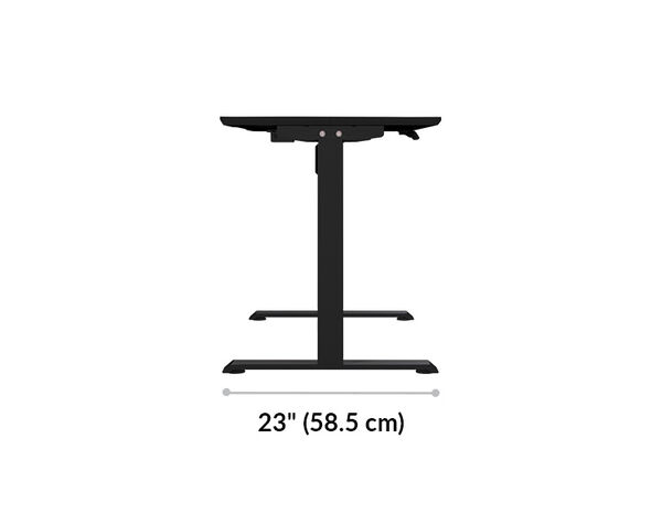 Essential Electric Standing Desk split top in black is 48x24 foot depth is 23 inches
