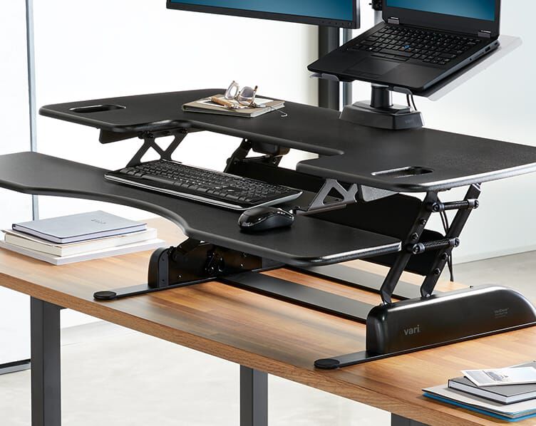 Black VARIDESK Pro Plus 48 Height-Adjustable Standing Desk