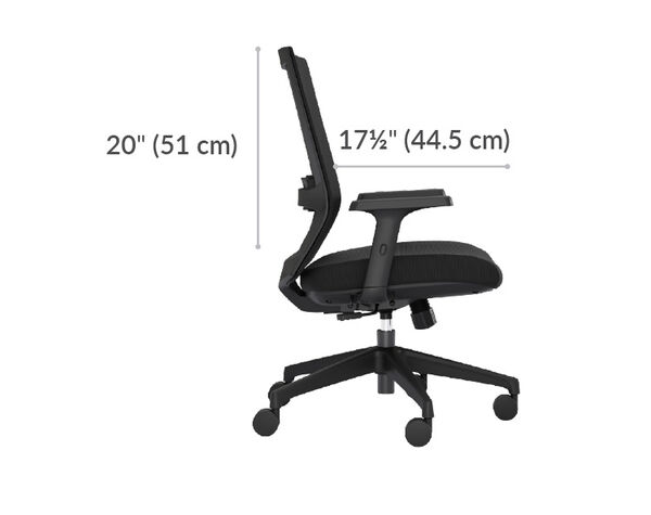 vari task chair back height is twenty inches
