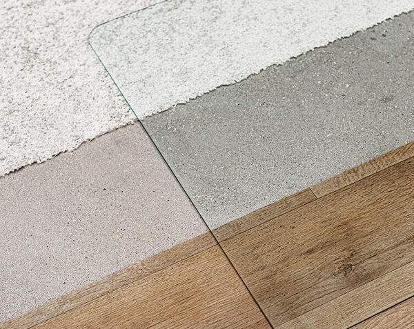 the glass chair mat can sit atop high or low profile rugs concrete and wood flooring