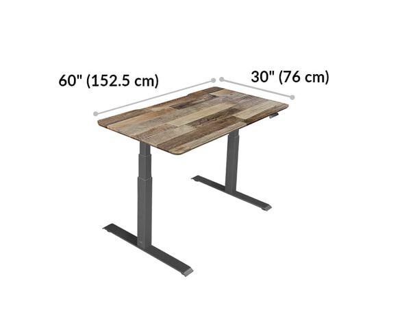Vari electric standing desk 60 by 30 tabletop is 60 inches wide and 30 inches long