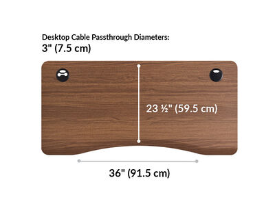 The surface of the ergo electric Standing Desk 54x26 walnut top is twenty three and a half inches deep