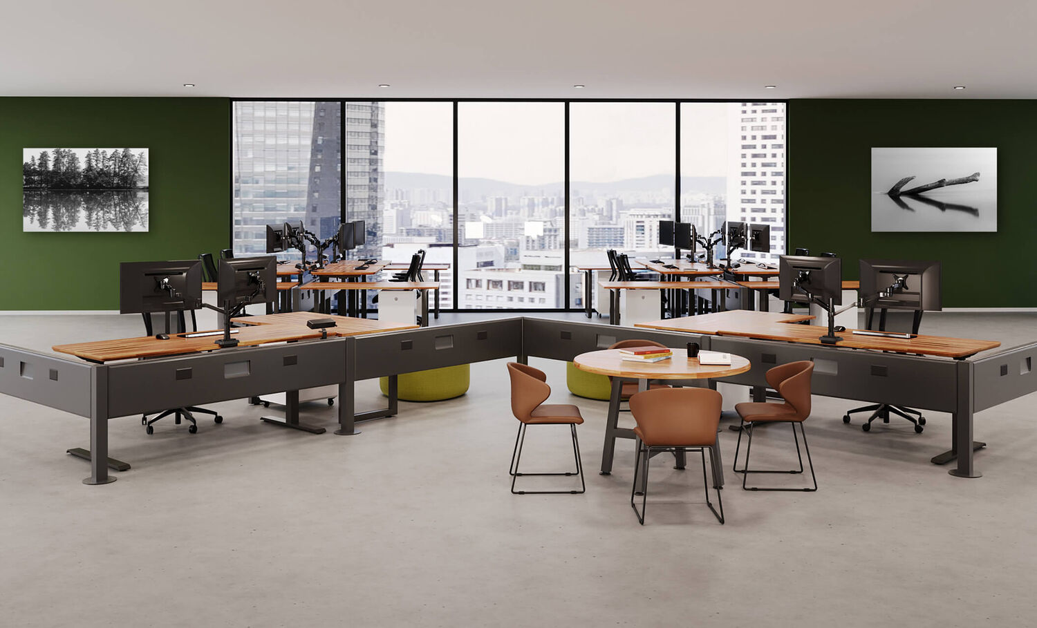 power beams in office setting