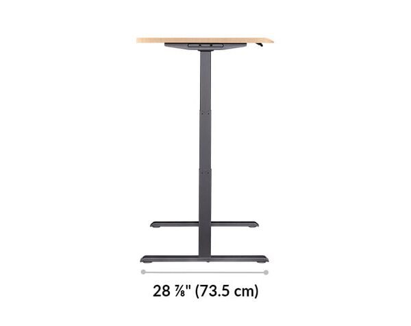 The base of the Electric Standing Desk 72x30 Light Wood is 28.88 inches deep