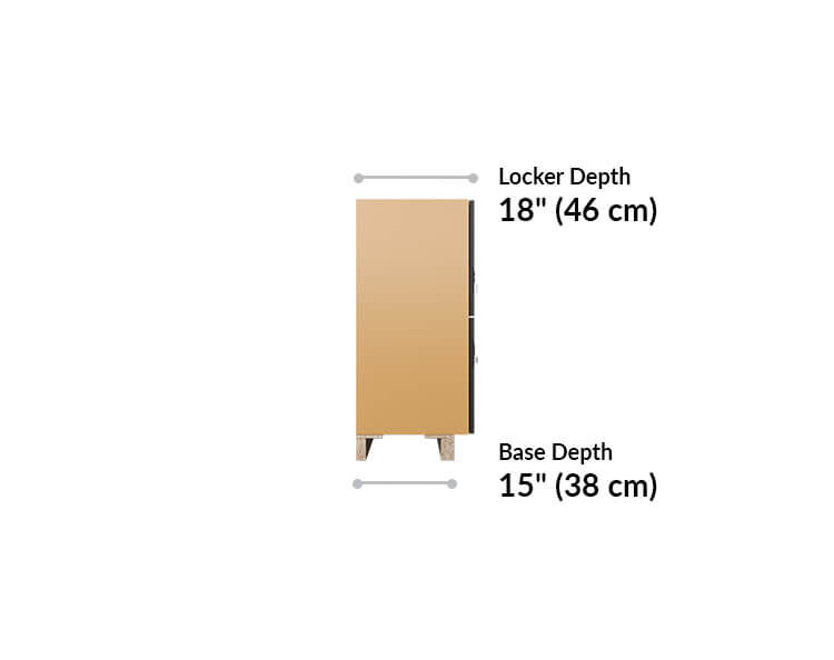 low locker and base are 18 inches deep