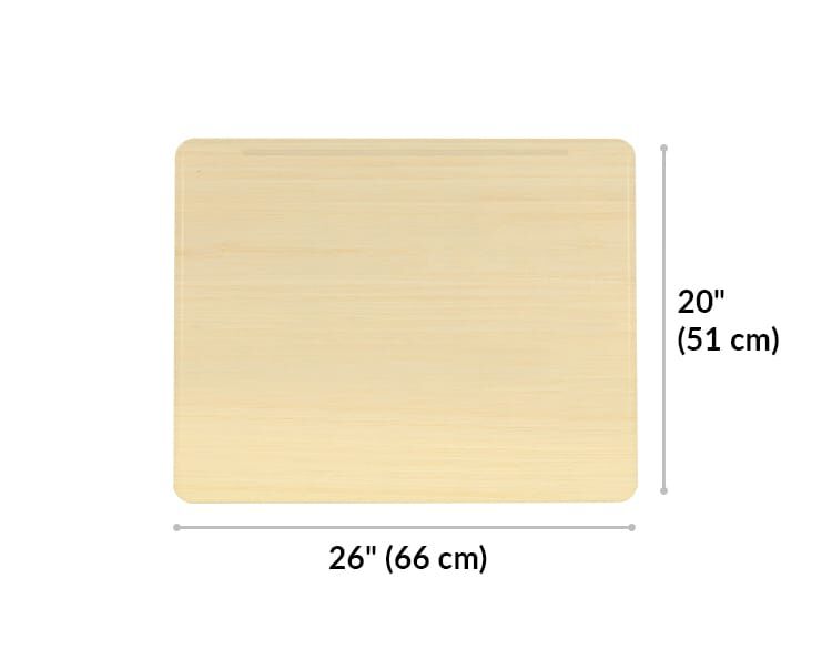 desktop measures 20 inches by 26 inches