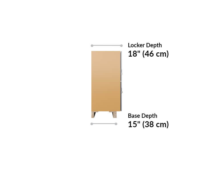 low locker and base is 18 inches deep