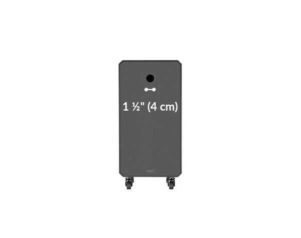 circular opening on back of cabinet is 1.5 inches wide for cables