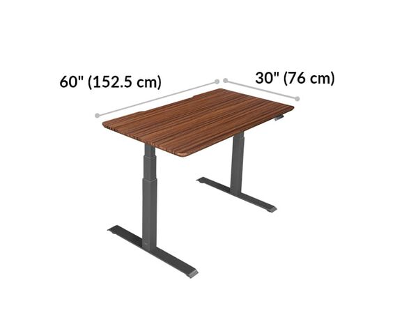 Vari electric standing desk 60 by 30 tabletop is 60 inches wide and 30 inches long
