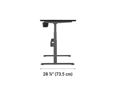 vari electric standing desk 48x30 leg base is 28 and 7 eighth inches deep