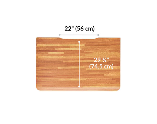The surface of the Electric Standing Desk with ComfortEdge 48x30 Butcher Block top is 29.25 inches deep
