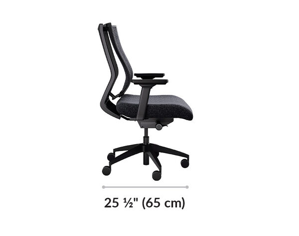 vari task chair is 25 and a half inches deep