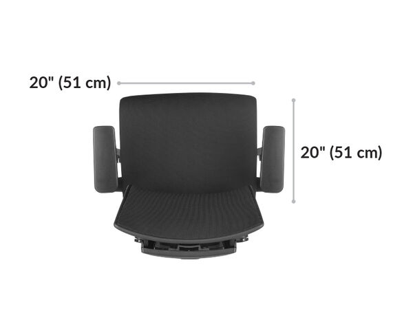 vari drafting chair seat is 20 inches by 20 inches