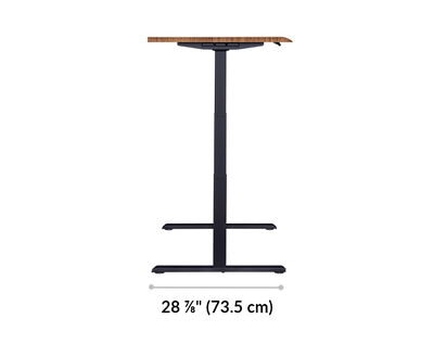 The base of the Electric Standing Desk with ComfortEdge™ 72x30 walnut with black legs is 28.88 inches deep