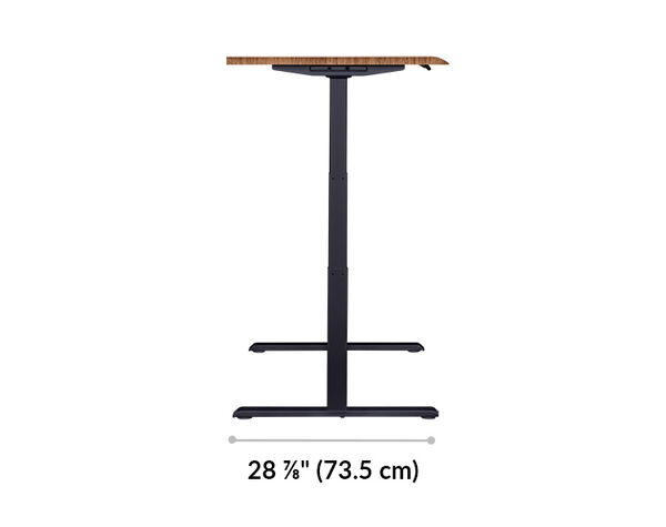 The base of the Electric Standing Desk with ComfortEdge™  72x30 walnut with black legs is 28.88 inches deep
