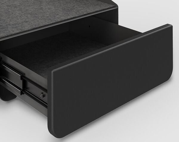 vari desk undermount storage with drawer pulled out