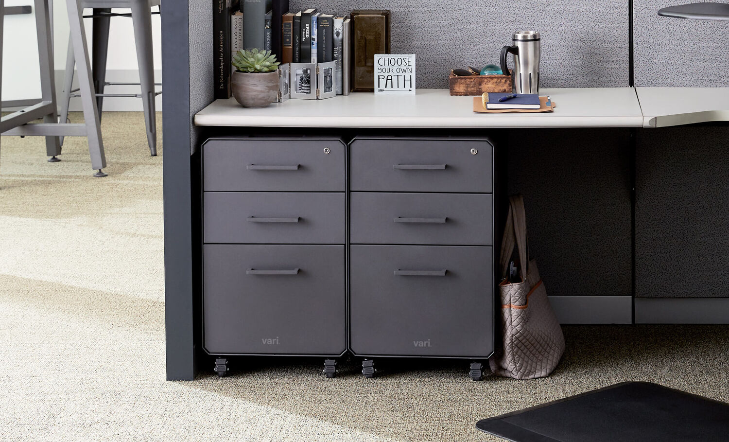 vari file cabinet under table