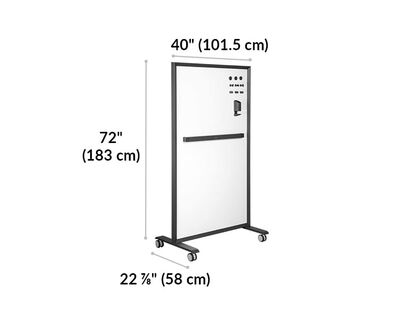 VARIDESK - Whiteboard - floor-standing - 39.96 in x 60.04 in - tempered glass - magnetic - double-sided - mobile - slate frame