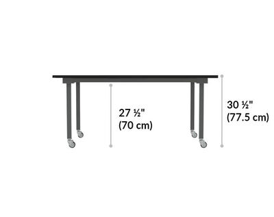 Standing conference table height ranges from 27 and a half to 30 and half inches.