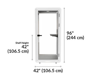 privacy booth is 44 inches deep, 96 inches tall, and 44 inches wide.