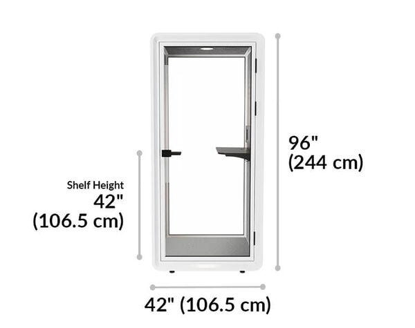 privacy booth is 44 inches deep, 96 inches tall, and 44 inches wide. 
