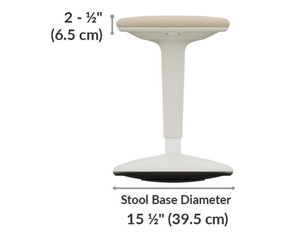 the base of the balance stool has a diameter of fifteen and a half inches