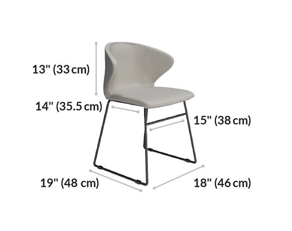 cafe chair seat back is 13 inches tall and seat length is 14 inches.