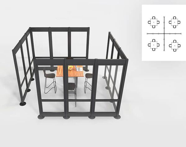 quickflex walls configured to create conference room