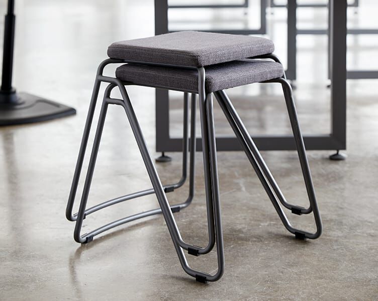 Stool seen stacked 2 stools high