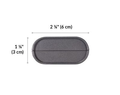 vari power strip 25 feet base length 2 and 3 eighths inches. Height 1 and 1 eighth inches.