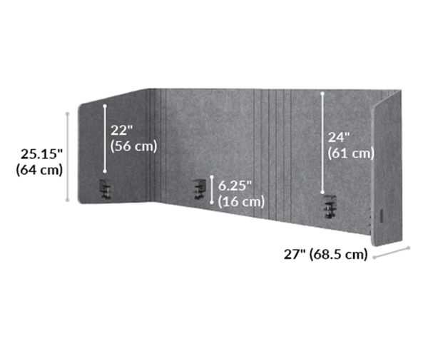 tall felt privacy desk surround is 24 inches tall from the clamp up