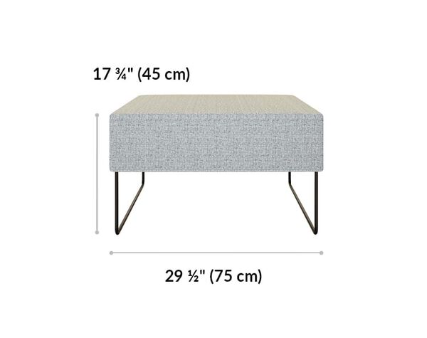 sectional ottoman is 17 and 1 quarter inches tall and 29 and a quarter inches wide