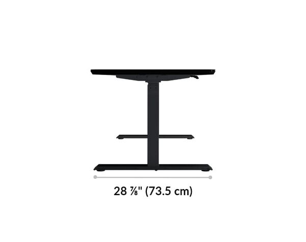 The base of the Electric Standing Desk 72x30 black is 28.88 inches deep