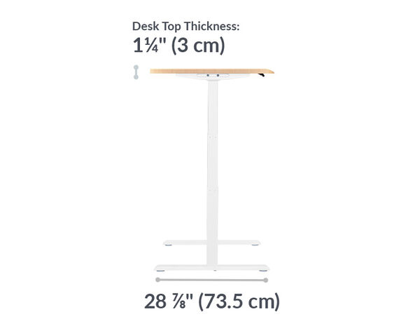 The base of the Electric Standing Desk with ComfortEdge™  48x30 Light Wood is 28.88 inches deep