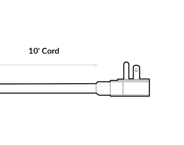 vari power strip cord length is ten feet long