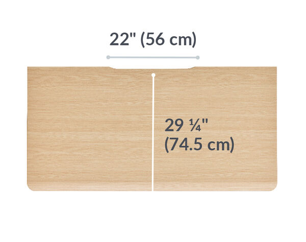 The surface of the Electric Standing Desk ComfortEdge™ 60x30 Light Wood and Silver Legs top is 29.25 inches deep