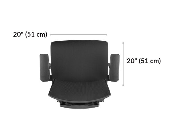 vari task chair seat is 20 inches wide and 20 inches long