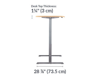 The surface of the Electric Standing Desk with ComfortEdge 48x30 Light Wood Silver