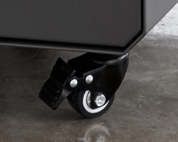 locking casters shown closeup