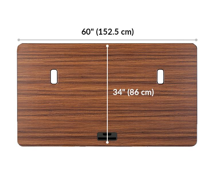 desktop is 60 inches wide and 34 inches deep.