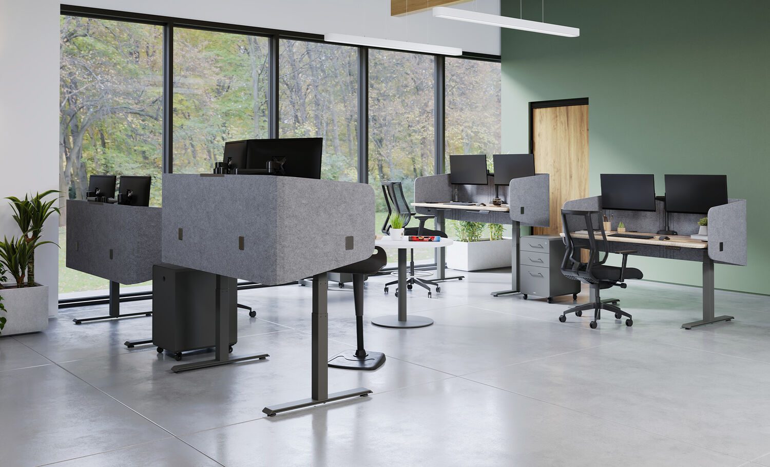 standing desk in a collaborative workspace
