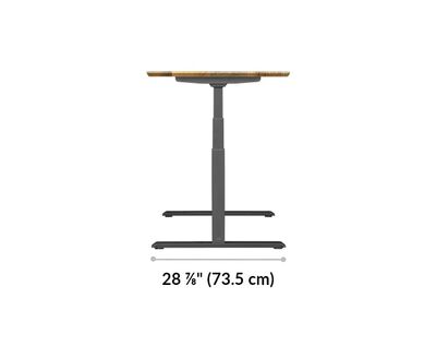 vari electric standing desk 60 by 30 leg base is 28 and 7 eighth inches deep