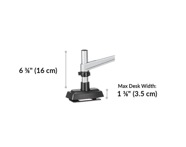 clamps on to surfaces up to 1 and 3 eighth iches in depth.