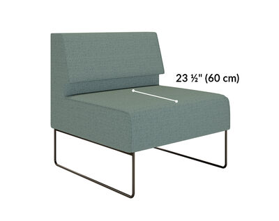 armless seat seat depth is 23 and a half inches